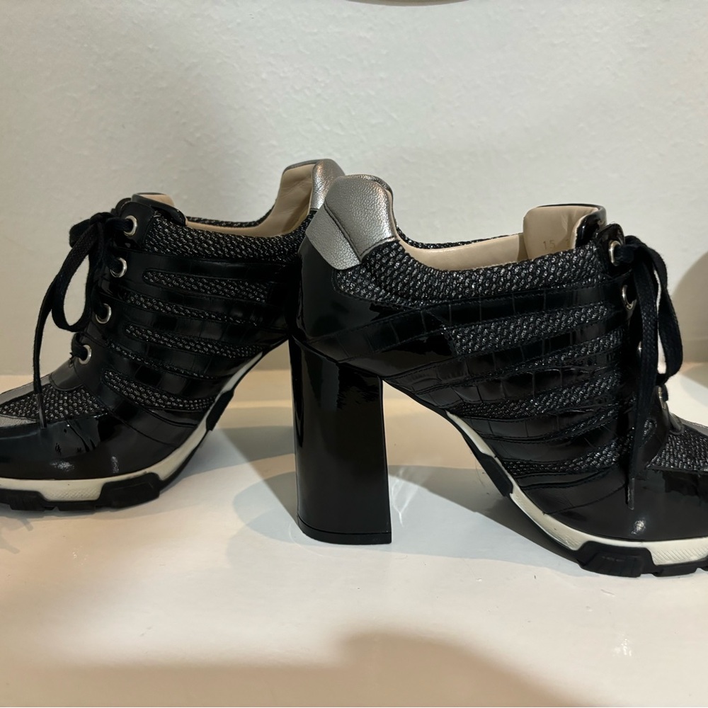 Black and Silver Women's Lace-Up Heels - Picture 6 of 8